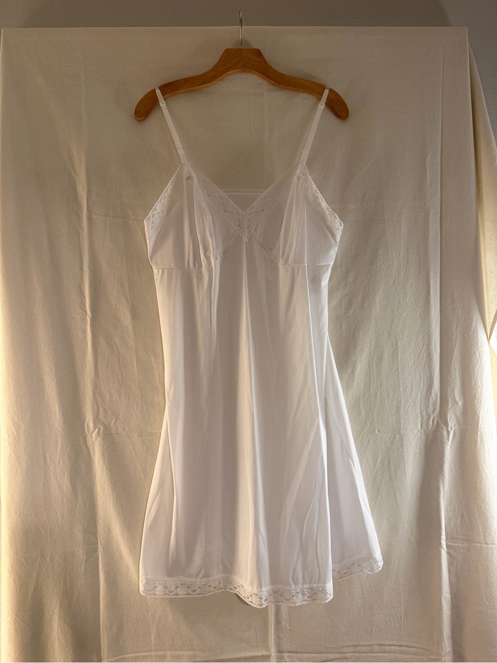 Vintage Crisp White Vanity Fair White Lace-Trim Slip